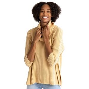 MERSEA New Yorker Ribbed Cowl Neck Sweater Golden Butter Yellow